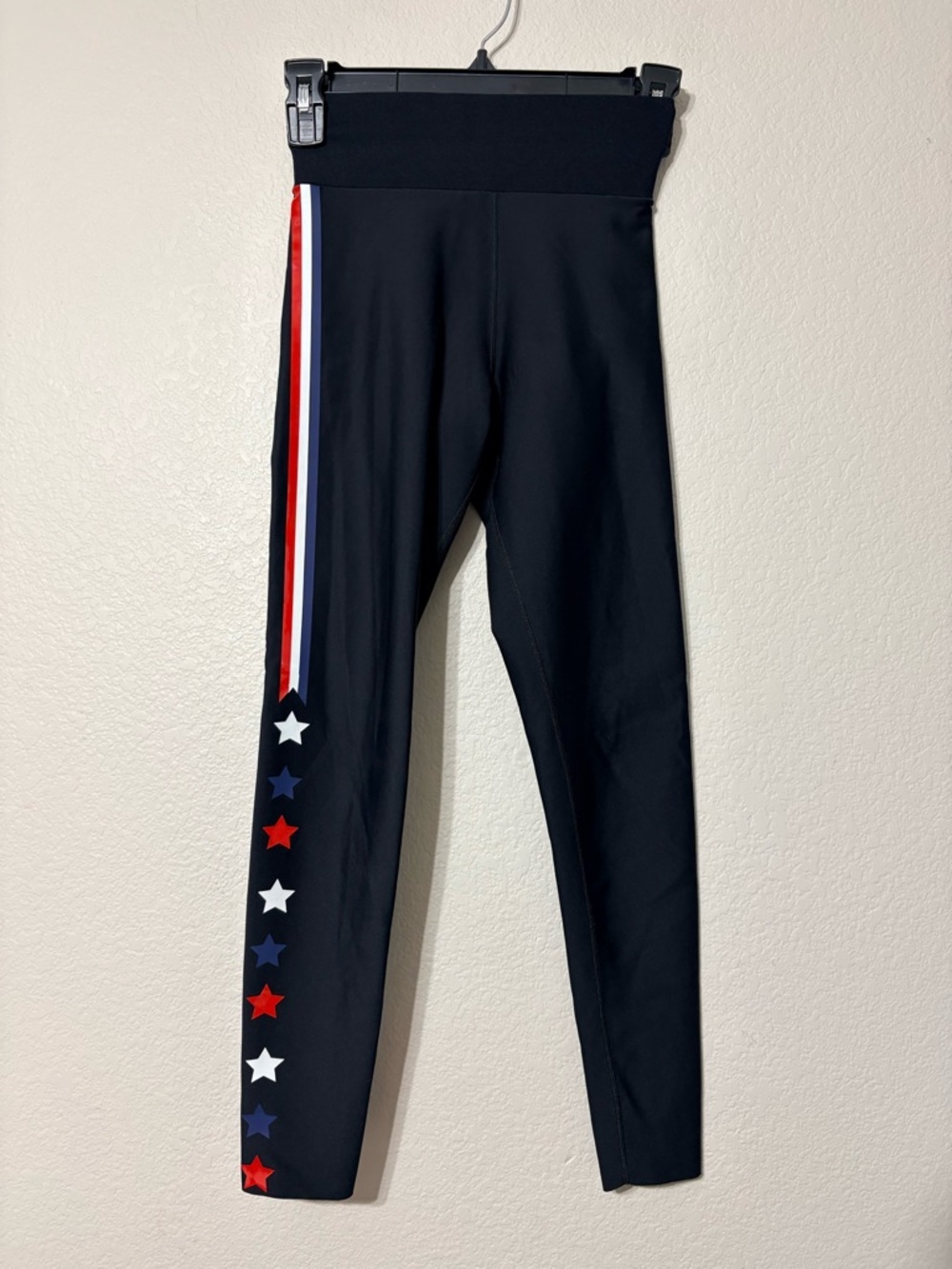 Ultracor Woman’s Performance Compression Black Leggings w Red White & Blue Stars
